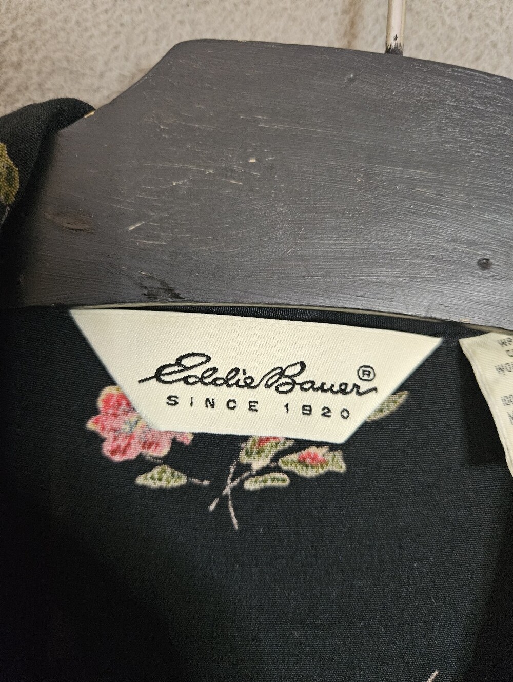 Vintage Eddie Bauer Floral Midi Maxi Shirt Dress 90s Black Rayon Button Front XL - Picture 4 of 11